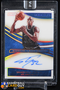 Shaquille O’Neal 2019-20 Immaculate Collection Immaculate Moments Autographs #18 BLACK BOX #1/1 1of1, autograph, basketball card, numbered