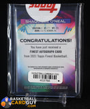 Shaquille O’Neal 2021 Finest Autographs Black Refractors #FASO #/15 autograph, basketball card, numbered, refractor, sealed