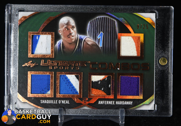 Shaquille O’Neal/Anfernee Hardaway 2019 Leaf Ultimate Sports Ultimate Combos Materials Bronze Spectrum Foil #UC10 PATCH #/25 basketball