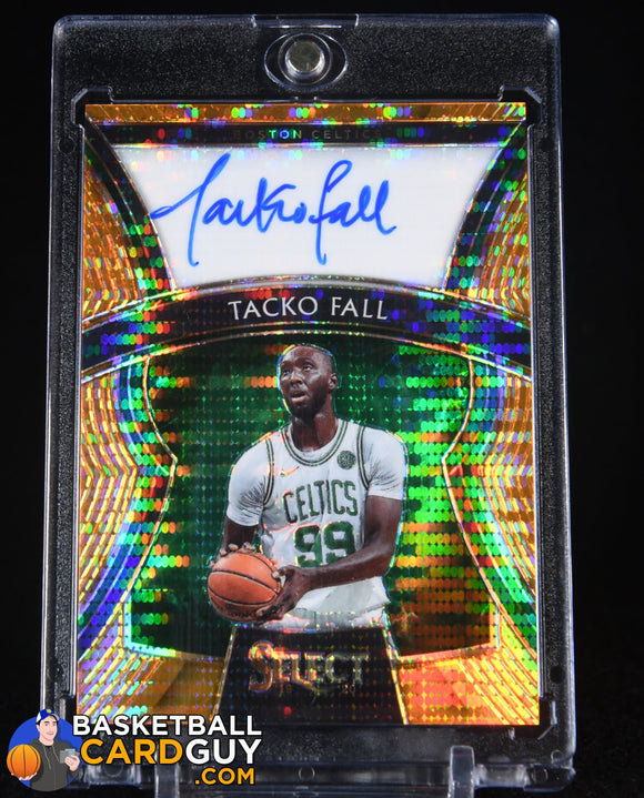 Tacko Fall 2019-20 Select Rookie Signatures Prizms Neon Orange Pulsar #28 auto, autograph, basketball card, numbered