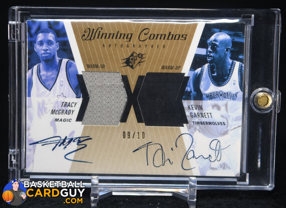 Tracy McGrady/Kevin Garnett 2003-04 SPx Winning Materials Combos Autographs #TMKG autograph, basketball card, jersey, numbered