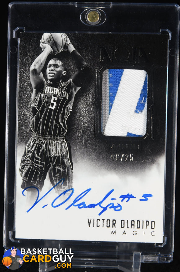 Victor Oladipo 2014-15 Panini Noir Acetate Noir Materials Prime #ANPVO #/25 autograph, basketball card, numbered, patch, rookie card