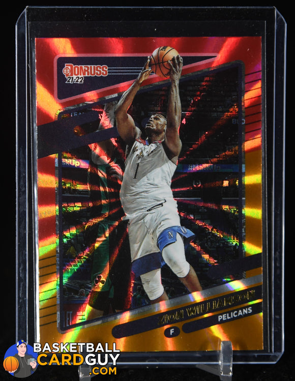 Zion Williamson 2021-22 Donruss Holo Red and Gold Laser #189 basketball card