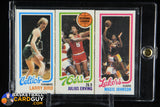 1980-81 Topps #6 34 Larry Bird RC/174 Julius Erving TL/139 Magic Johnson RC (Separated) basketball card, rookie card
