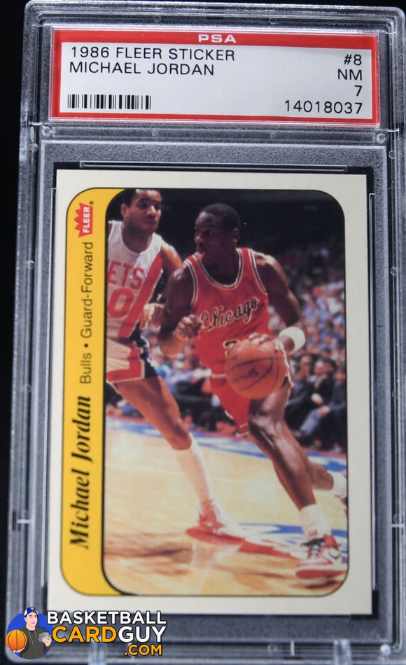 1986-87 Fleer Stickers #8 Michael Jordan PSA 7 - Basketball Cards