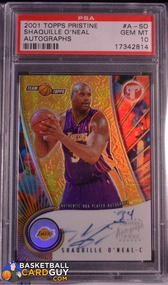 2001-02 Topps Pristine Autographs #ASO Shaquille O'Neal PSA 10 GEM MINT - Basketball Cards