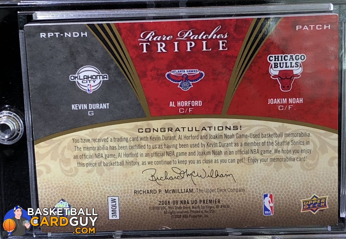 2008-09 Upper Deck Premier Rare Patch Triple #/15 Kevin Durant/Al Horf –  Basketball Card Guy