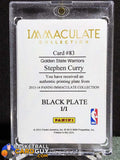 2013-14 Immaculate Stephen Curry Printing Plate Black 1 of 1 - Basketball Cards