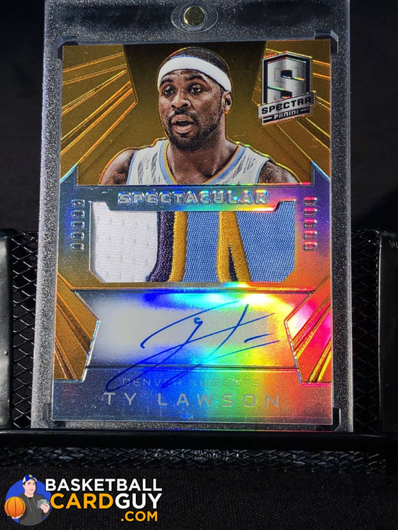 2014-15 Panini Spectra Spectacular Swatches Signatures Prizms Orange #SSTL Ty Lawson - Basketball Cards