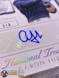 2015 Panini National Treasures Treasured Signature Materials Button #74 Aaron Judge/8 - Basketball Cards