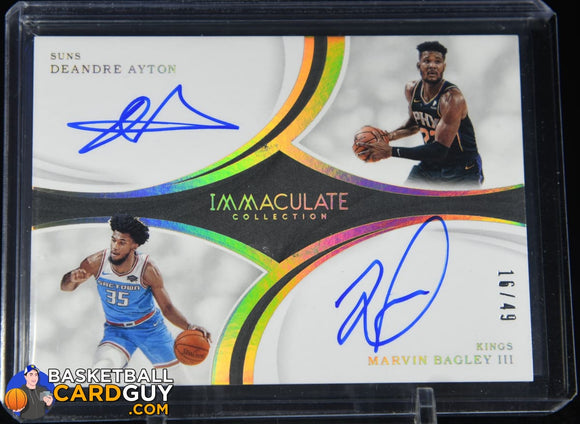 2018-19 Immaculate Collection Dual Autographs #26 Marvin Bagley III/Deandre Ayton #/49 autograph, basketball card, numbered, rookie card