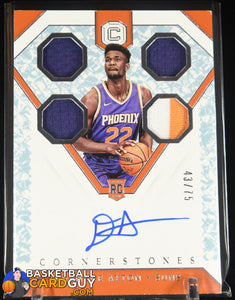 2018-19 Panini Cornerstones Crystal #151 Deandre Ayton JSY AU PATCH #/75 autograph, basketball card, jersey, numbered, patch