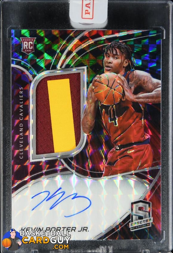2019-20 Panini Spectra Intersteller #214 Kevin Porter Jr. JSY AU PATCH #/49 autograph, basketball card, numbered, patch, rookie card
