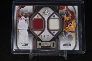 Magic Johnson / LeBron James 2009-10 SP Game Used Combo Materials #/155