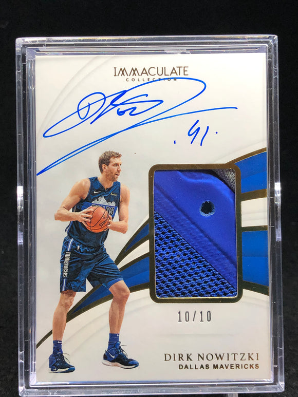 Dirk Nowitzki 2018-19 Immaculate Collection Sneaker Swatches Signatures Jumbo #/10 - Basketball Cards