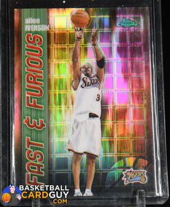 Allen Iverson 2001-02 Topps Chrome Fast and Furious Refractors #FF2 90’s insert, basketball card, refractor