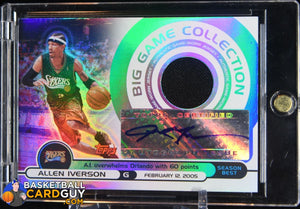 Allen Iverson 2005-06 Topps Big Game Relics Autographs #/129 - Basketball Cards