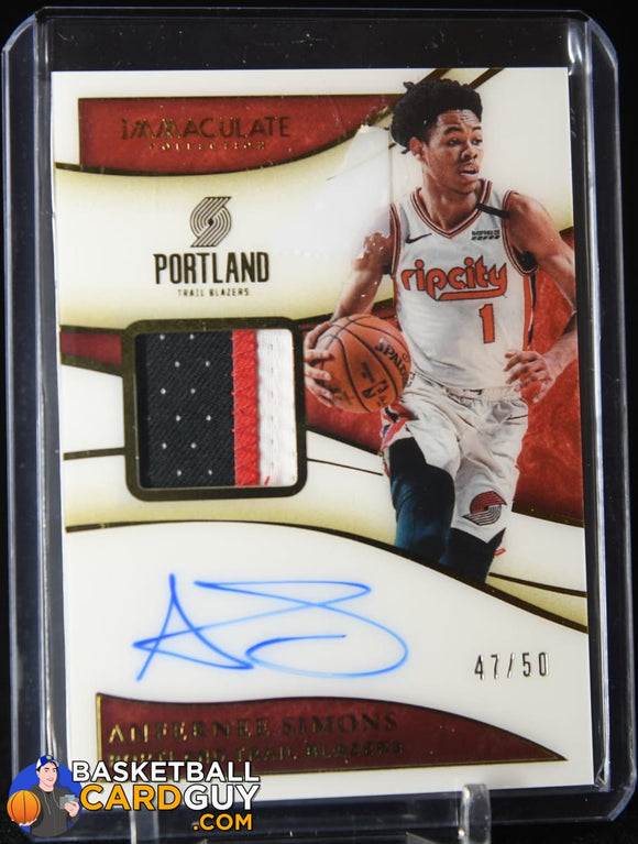Anfernee Simons 2019-20 Panini Immaculate FOTL Patch Auto #47/50 autograph, basketball card, numbered