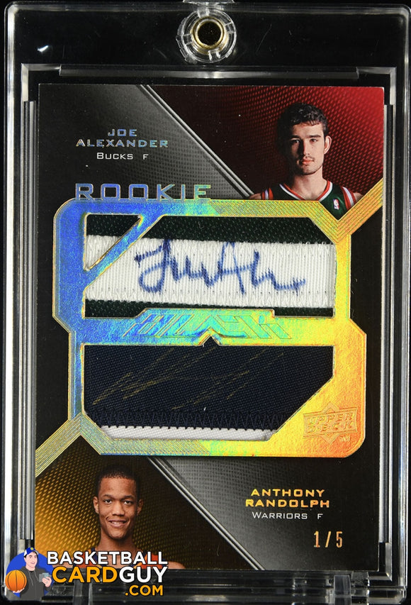 Anthony Randolph/Joe Alexander 2008-09 UD Black Rookie Signed Jersey Pieces Dual Gold #DJRRA #/5 autograph, basketball card, numbered, 
