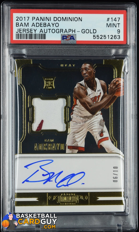 nba card graded Bam Adebayo 2017-18 Panini Dominion Gold #147 JSY AU PATCH RPA PSA 9 # – Basketball Card Guy