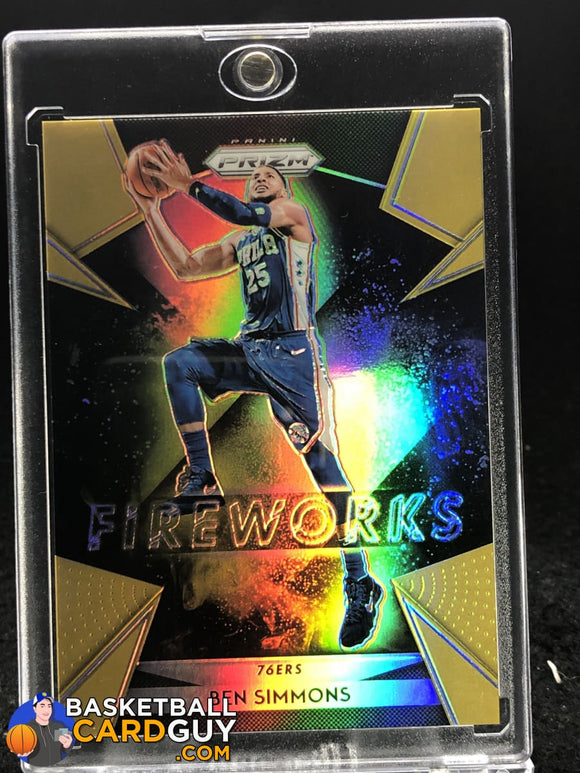 Ben Simmons 2018-19 Panini Prizm Fireworks Prizms Gold #/10 - Basketball Cards