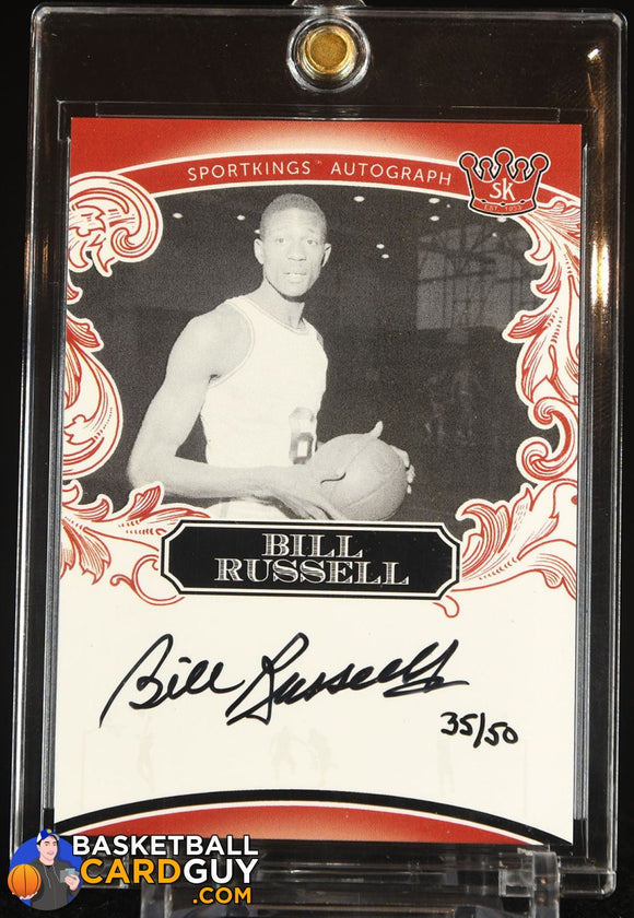 Bill Russell 2021 Sportkings Volume 2 Autographs Red #A61 #/50 autograph, basketball card, numbered