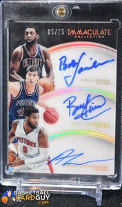 Bob Lanier/Andre Drummond/Bill Laimbeer 2015-16 Immaculate Collection Trio Autographs #/25 - Basketball Cards