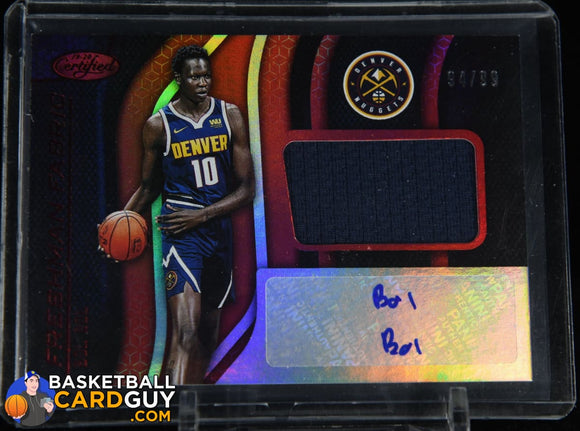 Bol Bol 2019-20 Certified Freshman Fabric Signatures Mirror Red RC #/99 autograph, basketball card, jersey, numbered, rookie card