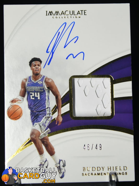 Buddy Hield 2018-19 Immaculate Collection Sneaker Swatches Signatures #/49 autograph, basketball card, numbered, patch, shoe