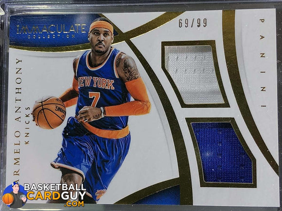 Carmelo Anthony 2014-15 Immaculate Collection Dual Memorabilia (Blue / White) - Basketball Cards
