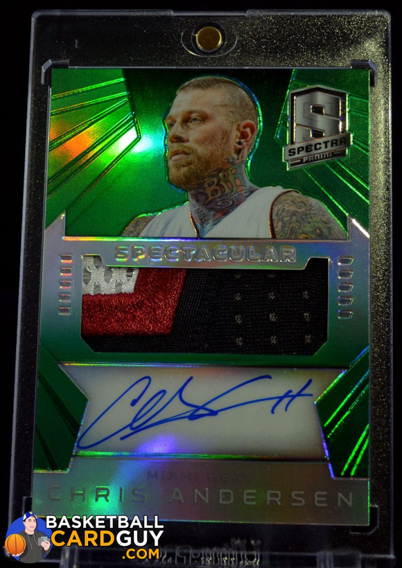 Chris Andersen 2014-15 Panini Spectra Spectacular Swatches Signatures Prizms Green /5 - Basketball Cards