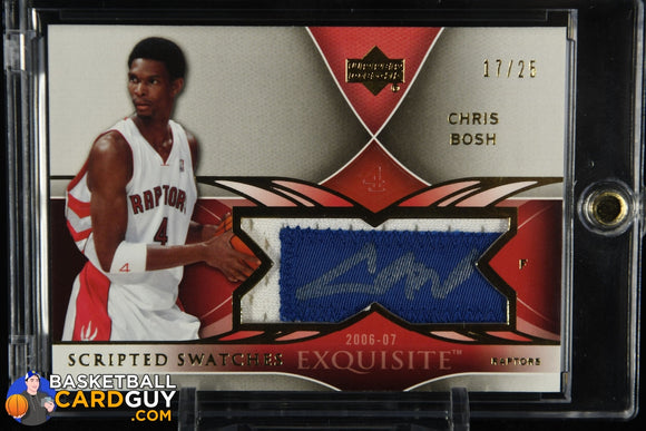 Chris Bosh 2006-07 Exquisite Collection Scripted Swatches #SSBO #/25 autograph, basketball card, exquisite, numbered, patch