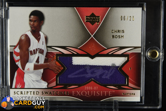 Chris Bosh 2006-07 Exquisite Collection Scripted Swatches #SSBO #/25 autograph, basketball card, numbered, patch
