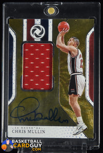 Chris Mullin 2018-19 Panini Opulence Gold Medal Jersey Autographs #/79 autograph, basketball card, jersey, numbered