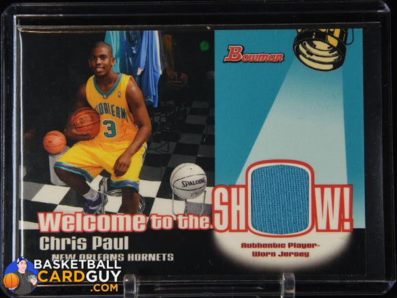 Chris Paul 2005-06 Bowman Welcome to the Show Relics #CP RC basketball card, jersey, rookie card