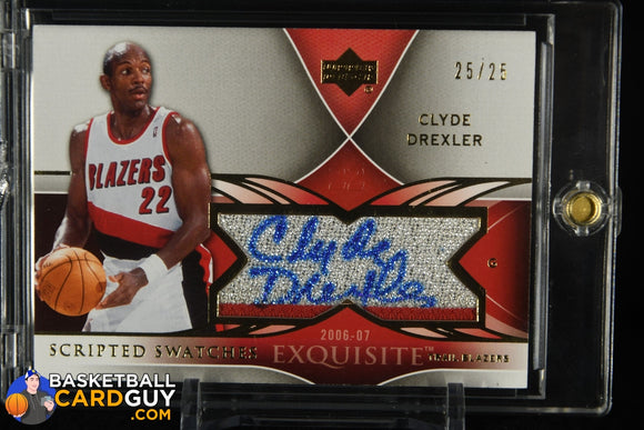 Clyde Drexler 2006-07 Exquisite Collection Scripted Swatches #SSCD autograph, basketball card, exquisite, numbered, patch