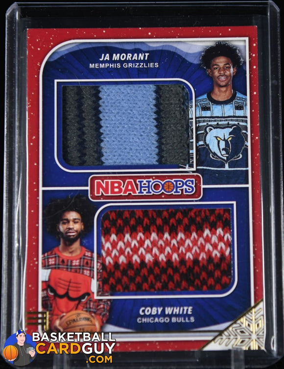 Coby White / Ja Morant 2019-20 Hoops Rookie Sweaters Dual #7 basketball card, numbered, patch