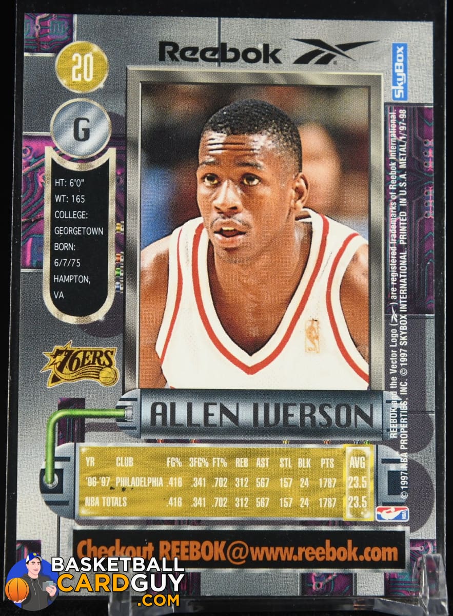 Copy of Allen Iverson 1997-98 Metal Universe #20 RARE GOLD REEBOK Version