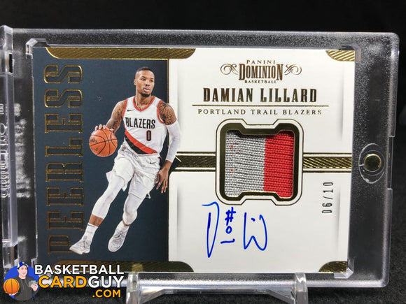 Damian Lillard 2017-18 Panini Dominion Peerless Jersey Autographs Gold #/10 - Basketball Cards