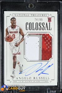 D’Angelo Russell 2015 Panini National Treasures Collegiate Multisport Colossal Materials Signatures #350 #/99 autograph, basketball card, 