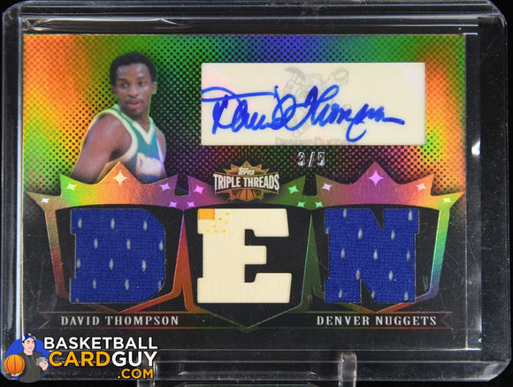 David Thompson 2007-08 Topps Triple Threads Relics Autographs Sepia #123 DEN #/5 autograph, basketball card, jersey, numbered, patch