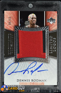 Dennis Rodman 2006-07 Exquisite Collection Limited Logos #LLDE #/50 autograph, basketball card, exquisite, numbered, patch