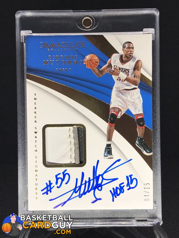 Dikembe Mutombo 2017-18 Immaculate Collection Sneaker Swatches Signatures #/15 - Basketball Cards