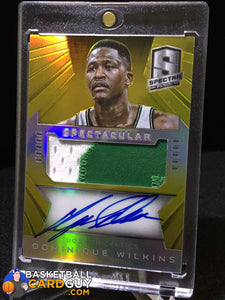 Dominique Wilkins 2014-15 Panini Spectra Spectacular Swatches Signatures Prizms Gold #/10 - Basketball Cards