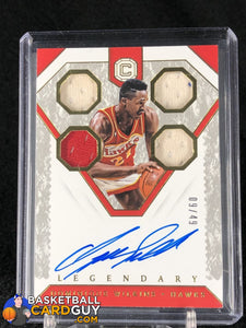 Dominique Wilkins 2018-19 Panini Cornerstones Legendary Quad Relic Autographs #/49 - Basketball Cards