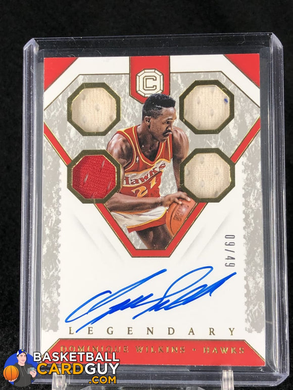 Dominique Wilkins 2018-19 Panini Cornerstones Legendary Quad Relic Autographs #/49 - Basketball Cards