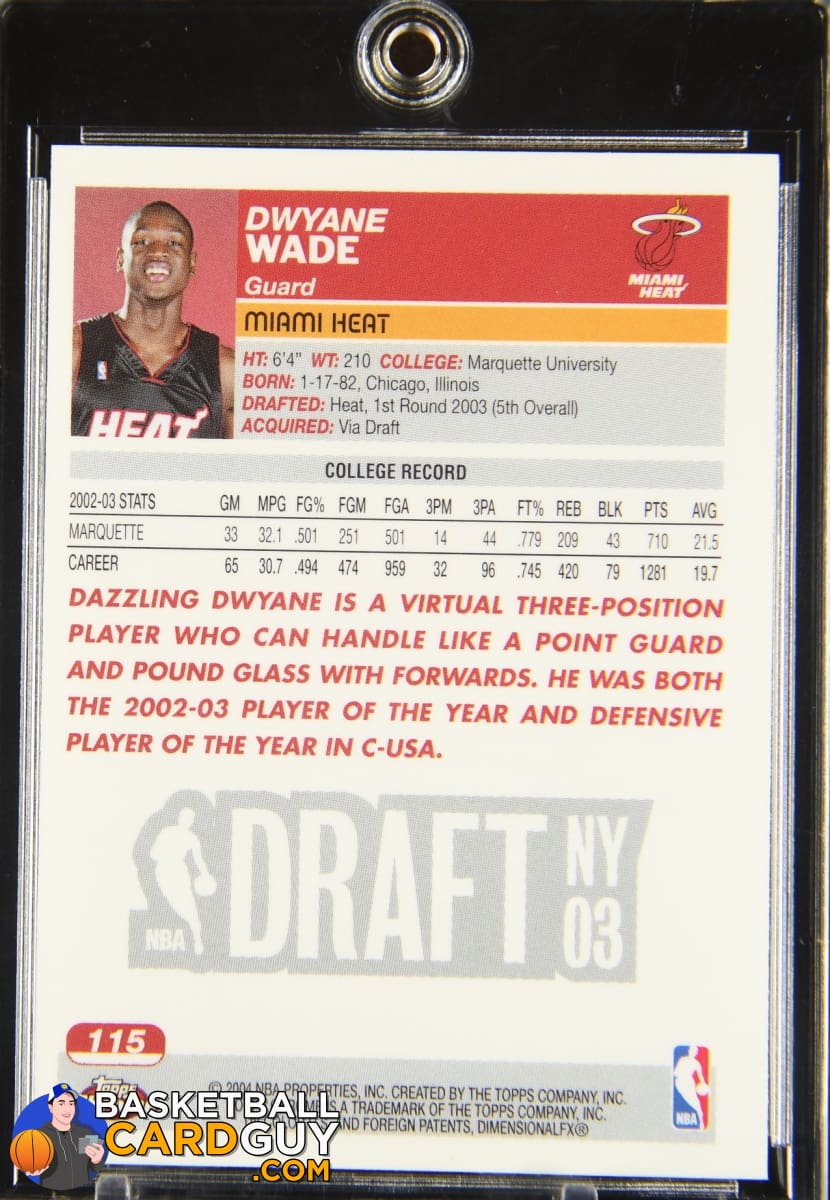 Dwyane Wade 2003-04 Topps Chrome #115 RC – Basketball Card Guy