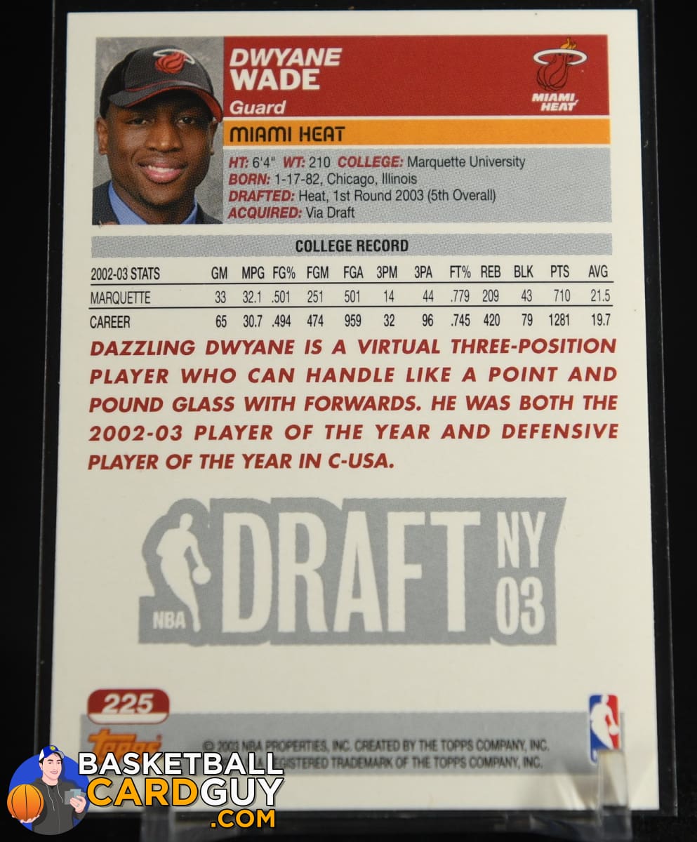 Dwyane Wade 2003-04 Topps Rookie Card Miami Heat #225 – Basketball