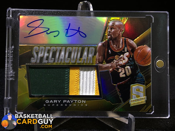 Gary Payton 2013-14 Panini Spectra Spectacular Swatch Signatures Gold #/10 - Basketball Cards