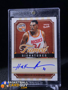 Hakeem Olajuwon 2009-10 Hall of Fame Famed Signatures #/299 34 Inscrip Basketball Card Guy Hakeem Olajuwon 2009-10 Hall of Fame Famed Signatures #/299 34 Inscrip Basketball Card Guy